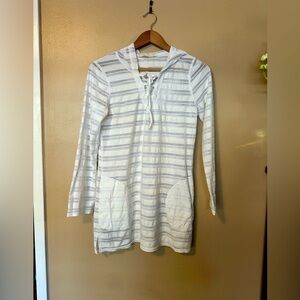 Prana cut out tunic cover up hoodie organic cotton SZ S White